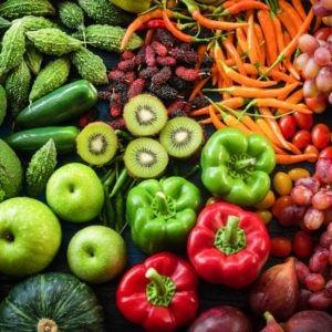 Tropical fresh fruits and vegetables organic for healthy lifestyle, Arrangement different vegetables organic for eating healthy and dieting